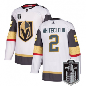 Wholesale Cheap Men\'s Vegas Golden Knights #2 Zach Whitecloud White 2023 Stanley Cup Final Stitched Jersey