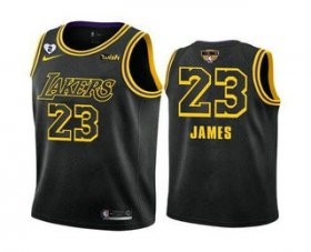 Wholesale Cheap Men\'s Los Angeles Lakers #23 LeBron James Black 2020 Finals With GiGi Patch Stitched NBA Jersey