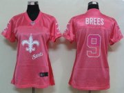 Wholesale Cheap Nike Saints #9 Drew Brees Pink Women's Fem Fan NFL Game Jersey