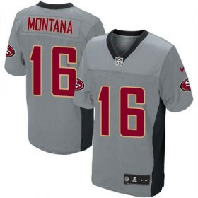 Wholesale Cheap Nike 49ers #16 Joe Montana Grey Shadow Youth Stitched NFL Elite Jersey