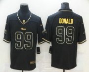 Wholesale Cheap Men's Los Angeles Rams #99 Aaron Donald Black 100th Season Golden Edition Jersey