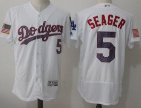 Wholesale Cheap Dodgers #5 Corey Seager White Fashion Stars & Stripes Flexbase Authentic Stitched MLB Jersey