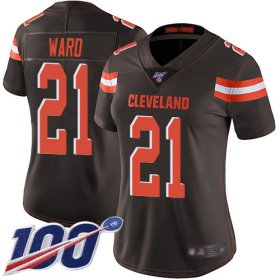Wholesale Cheap Nike Browns #21 Denzel Ward Brown Team Color Women\'s Stitched NFL 100th Season Vapor Limited Jersey