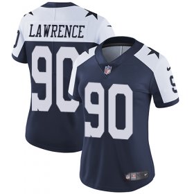 Wholesale Cheap Nike Cowboys #90 Demarcus Lawrence Navy Blue Thanksgiving Women\'s Stitched NFL Vapor Untouchable Limited Throwback Jersey