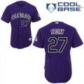 Wholesale Cheap Rockies #27 Trevor Story Purple Cool Base Stitched Youth MLB Jersey