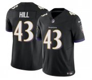 Cheap Men's Baltimore Ravens #43 Justice Hill Black 2023 F.U.S.E. Vapor Limited Football Stitched Jersey