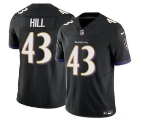 Cheap Men\'s Baltimore Ravens #43 Justice Hill Black 2023 F.U.S.E. Vapor Limited Football Stitched Jersey