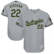 Wholesale Cheap Dodgers #22 Clayton Kershaw Grey Flexbase Authentic Collection Memorial Day Stitched MLB Jersey