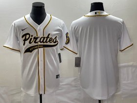 Wholesale Cheap Men\'s Pittsburgh Pirates Blank White Cool Base Stitched Baseball Jersey