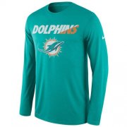 Wholesale Cheap Men's Miami Dolphins Nike Aqua Legend Staff Practice Long Sleeves Performance T-Shirt