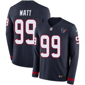 Wholesale Cheap Nike Texans #99 J.J. Watt Navy Blue Team Color Men\'s Stitched NFL Limited Therma Long Sleeve Jersey