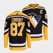 Wholesale Cheap Men's Pittsburgh Penguins #87 Sidney Crosby Black 2022-23 Reverse Retro Stitched Jersey