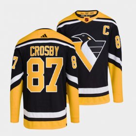 Wholesale Cheap Men\'s Pittsburgh Penguins #87 Sidney Crosby Black 2022-23 Reverse Retro Stitched Jersey