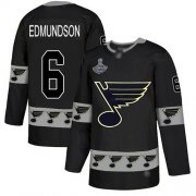 Wholesale Cheap Adidas Blues #6 Joel Edmundson Black Authentic Team Logo Fashion Stanley Cup Champions Stitched NHL Jersey