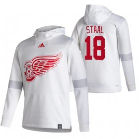 Wholesale Cheap Detroit Red Wings #18 Marc Staal Adidas Reverse Retro Pullover Hoodie White