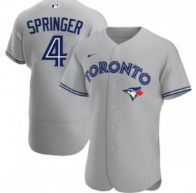 Wholesale Cheap Men\'s Toronto Blue Jays #4 George Springer Gray Flex Base Stitched Jersey