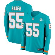 Wholesale Cheap Nike Dolphins #55 Jerome Baker Aqua Green Team Color Men's Stitched NFL Limited Therma Long Sleeve Jersey