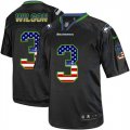Wholesale Cheap Nike Seahawks #3 Russell Wilson Black Men's Stitched NFL Elite USA Flag Fashion Jersey
