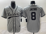 Wholesale Cheap Men's Las Vegas Raiders #8 Josh Jacobs Gray Cool Base Stitched Baseball Jersey