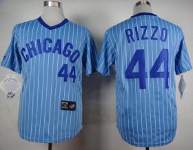 Wholesale Cheap Cubs #44 Anthony Rizzo Blue(White Strip) Cooperstown Throwback Stitched MLB Jersey