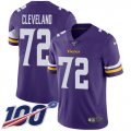 Wholesale Cheap Nike Vikings #72 Ezra Cleveland Purple Team Color Men's Stitched NFL 100th Season Vapor Untouchable Limited Jersey