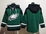 Wholesale Men's Philadelphia Eagles Blank Green Lace-Up Pullover Hoodie