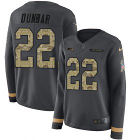 Wholesale Cheap Nike Seahawks #22 Quinton Dunbar Anthracite Salute to Service Women\'s Stitched NFL Limited Therma Long Sleeve Jersey