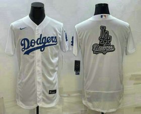 Cheap Men\'s Los Angeles Dodgers Big Logo White Flex Base Stitched Baseball Jersey
