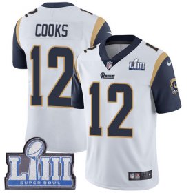 Wholesale Cheap Nike Rams #12 Brandin Cooks White Super Bowl LIII Bound Youth Stitched NFL Vapor Untouchable Limited Jersey