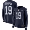 Wholesale Cheap Nike Cowboys #19 Amari Cooper Navy Blue Team Color Women's Stitched NFL Limited Therma Long Sleeve Jersey