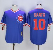 Wholesale Cheap Cubs #10 Ron Santo Blue Cooperstown Stitched MLB Jersey