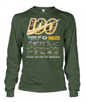 Wholesale Cheap Green Bay Packers 100 Seasons Memories Long Sleeve T-Shirt Olive