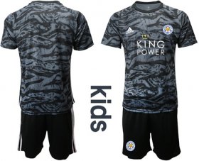 Wholesale Cheap Leicester City Blank Black Goalkeeper Kid Soccer Club Jersey