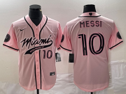 Wholesale Cheap Men's Inter Miami CF #10 Lionel Messi Pink Cool Base Stitched Jersey