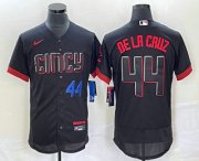 Wholesale Cheap Men's Cincinnati Reds #44 Elly De La Cruz Number Black 2023 City Connect Flex Base Stitched Baseball Jersey1