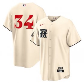 Cheap Men\'s Texas Rangers #34 Nolan Ryan Cream 2023 City Connect Cool Base Stitched Baseball Jersey