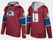 Wholesale Cheap Avalanche #19 Joe Sakic Burgundy Name And Number Hoodie