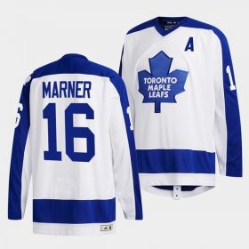 Wholesale Cheap Men\'s Toronto Maple Leafs #16 Mitchell Marner White Classics Primary Logo Stitched Jersey