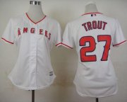Wholesale Cheap Angels #27 Mike Trout White Home Women's Stitched MLB Jersey