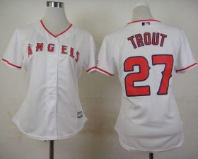 Wholesale Cheap Angels #27 Mike Trout White Home Women\'s Stitched MLB Jersey