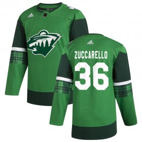 Wholesale Cheap Minnesota Wild #36 Mats Zuccarello Men\'s Adidas 2020 St. Patrick\'s Day Stitched NHL Jersey Green.jpg.jpg