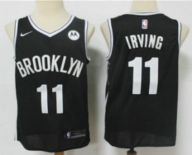 Wholesale Cheap Men\'s Brooklyn Nets #11 Kyrie Irving Black Nike 2019 New Season Swingman City Edition Jersey With The NEW Sponsor Logo