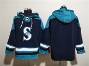 Wholesale Cheap Men's Seattle Mariners Blank Navy Lace-Up Pullover Hoodie