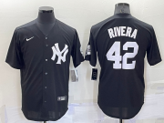 Wholesale Cheap Men's New York Yankees #42 Mariano Rivera Black Stitched Nike Cool Base Throwback Jersey