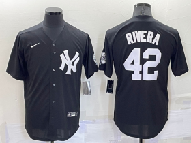 Wholesale Cheap Men\'s New York Yankees #42 Mariano Rivera Black Stitched Nike Cool Base Throwback Jersey
