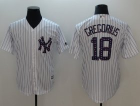 Wholesale Cheap Yankees #18 Didi Gregorius White Strip New Cool Base 2018 Stars & Stripes Stitched MLB Jersey