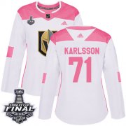 Wholesale Cheap Adidas Golden Knights #71 William Karlsson White/Pink Authentic Fashion 2018 Stanley Cup Final Women's Stitched NHL Jersey
