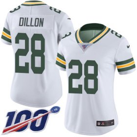 Wholesale Cheap Nike Packers #28 AJ Dillon White Women\'s Stitched NFL 100th Season Vapor Untouchable Limited Jersey