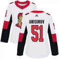 Wholesale Cheap Adidas Senators #51 Artem Anisimov White Road Authentic Women's Stitched NHL Jersey