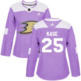 Wholesale Cheap Adidas Ducks #25 Ondrej Kase Purple Authentic Fights Cancer Women\'s Stitched NHL Jersey